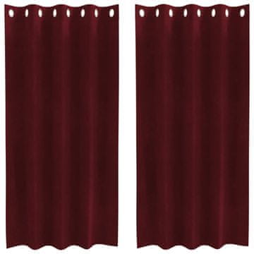 Vidaxl Zatemnitvene zavese 2 pcs Vinorodna rdeča 140 x 175 cm Žamet