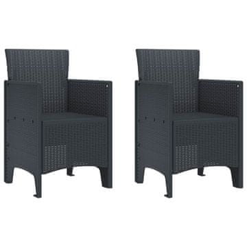 Vidaxl Vrtni Stol 2 szt. Antracit 53 x 49 x 85 cm Polipropilen