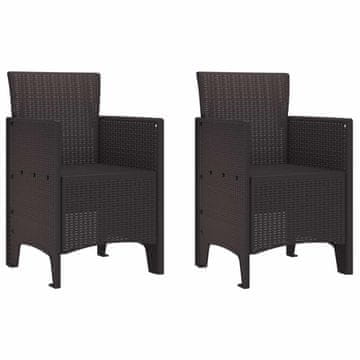Vidaxl Vrtni Stol z blazino 2 szt. Rjava 53 x 49 x 85 cm Polipropilen