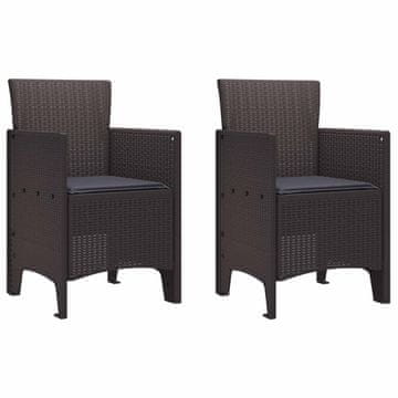 Vidaxl Vrtni Stol z blazino 2 szt. Rjava 53 x 49 x 85 cm Polipropilen