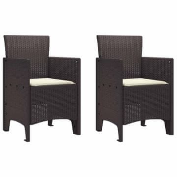 Vidaxl Vrtni Stol z blazino 2 szt. Rjava 53 x 49 x 85 cm Polipropilen