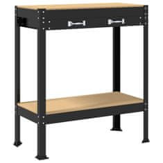 Vidaxl Delovne klopi s predalom Črna 81 x 41 x 145 cm Konstruiran les