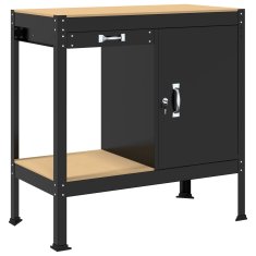 Vidaxl Delovne klopi s predalom Črna 81 x 41 x 145 cm Konstruiran les