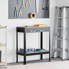 Vidaxl Delovne klopi s predalom Črna 81 x 41 x 145 cm Konstruiran les
