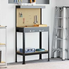 Vidaxl Delovne klopi s predalom Črna 81 x 41 x 145 cm Konstruiran les