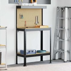 Vidaxl Delovne klopi s polico Črna 81 x 41 x 145 cm Konstruiran les