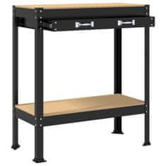 Vidaxl Delovne klopi s predalom Črna 81 x 41 x 145 cm Konstruiran les