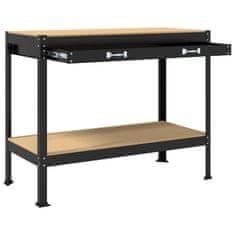Vidaxl Delovne klopi s predalom Črna 81 x 41 x 145 cm Konstruiran les