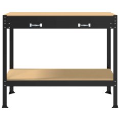 Vidaxl Delovne klopi s predalom Črna 81 x 41 x 145 cm Konstruiran les