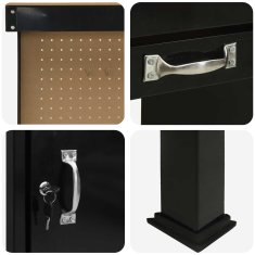 Vidaxl Delovne klopi s predalom Črna 81 x 41 x 145 cm Konstruiran les