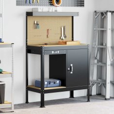 Vidaxl Delovne klopi s predalom Črna 81 x 41 x 145 cm Konstruiran les