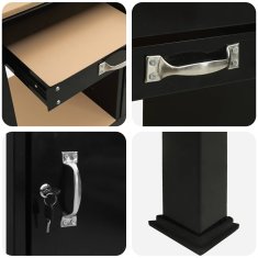 Vidaxl Delovne klopi s predalom Črna 81 x 41 x 145 cm Konstruiran les