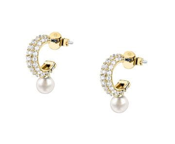 Morellato Pozlačeni uhani s pravimi biseri in kubičnimi cirkoni Perla SXU53