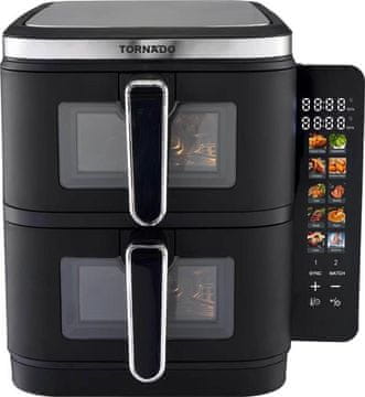 Tornado Cvrtnik na vroč zrak dve posodi 2x1400W 5,5L + 5,5L, 10 programov