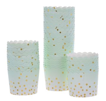 shumee Papirnati kozarci in podstavki Zeleni z zlatimi pikami 60xv55 mm/50 kosov