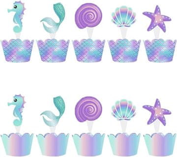 shumee Ovoji in okraski za kolačke MORSKA DEKLICA + Piki 40 kosov