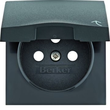 shumee Sprednja plošča za ozemljeno vtičnico s pokrovom, mat antracit, B.Kwadrat/B.3/B.7