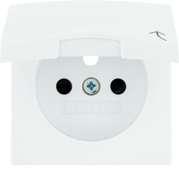 shumee Sprednja plošča s kontaktnimi pokrovi za ozemljeno vtičnico s pokrovom, bela, sijajna, B.Square