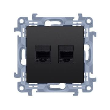 Dvojna računalniška vtičnica RJ45 kategorije 6 (modul), mat črna, SIMON10