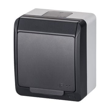 shumee Enojna vtičnica z ozemljitvijo, siva/antracitna IP44 HERMES