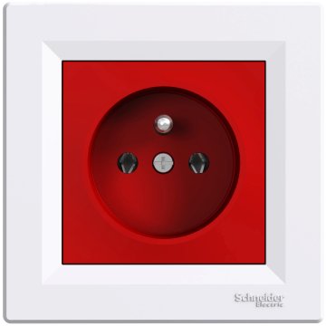 shumee Enojna vtičnica z ozemljitvijo, rdeča in bela ASFORA