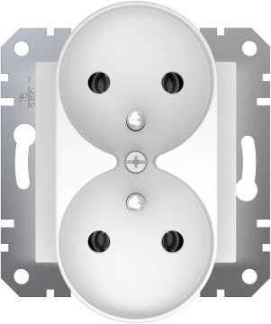 shumee Dvojna vtičnica z ozemljitvijo, za okvirje, bela ASFORA