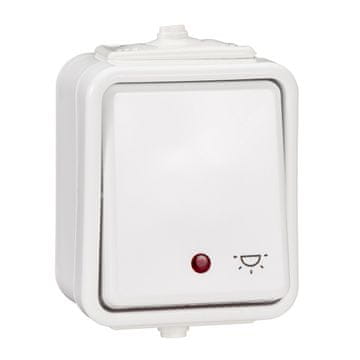 Schneider Electric Nadometna tipka "luč", z osvetlitvijo ozadja, IP44, bela CEDRA
