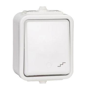 Schneider Electric Nadometno stikalo za stopnice, IP44, bela cedra