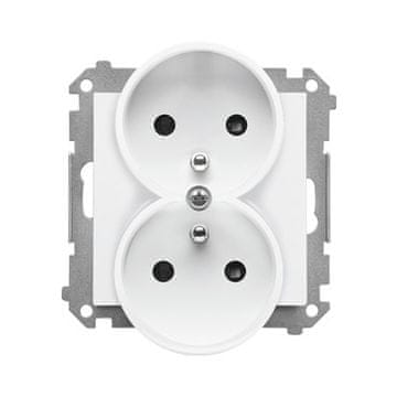 shumee Dvojna vtičnica z ozemljitvijo in zaklopkami (modul) 16 A, 250 V~, hitri priključki: mat bela, SIMON55