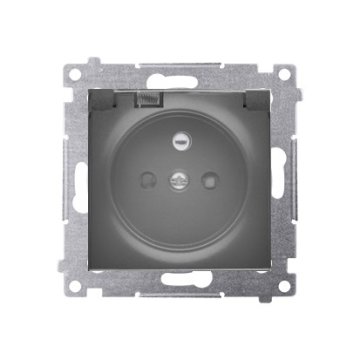 shumee Vtičnica z ozemljitvijo za različico IP44 brez tesnila (modul) 16A, 250V~, vijačni priključki, prozoren pokrov, mat črna. Tesnilo potrebno.