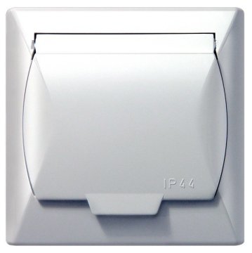 shumee Vtičnica, odporna proti brizganju vode, z ozemljitvijo IP-44, pokrov v barvi izdelka AKCENT WHITE