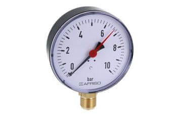 shumee Manometer za ogrevanje RF 100 RAD, fi 100 mm, 0-10 bar, 1/2 palca rad, razred 2.5, vertikalni