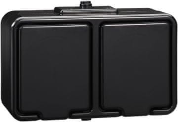 shumee Nadometna dvojna vtičnica z ozemljitvijo, IP44, črna CEDAR