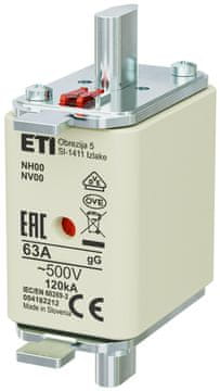 ETI Talilni vložek - NH00 gG 63A/500V - počasen