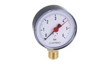 shumee Manometer za ogrevanje RF 80 RAD, fi 80 mm, 0-6 bar, 1/2 palca rad, razred 2,5, vertikalni
