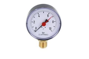 shumee Manometer za ogrevanje RF 80 RAD, fi 80 mm, 0-10 bar, 1/2 palca rad, razred 2.5, vertikalni