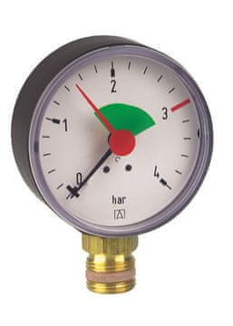 shumee Manometer za ogrevanje HZ 80 RAD, fi 80 mm, 0-4 bar, 1/2 palca rad, razred 2,5, vertikalni