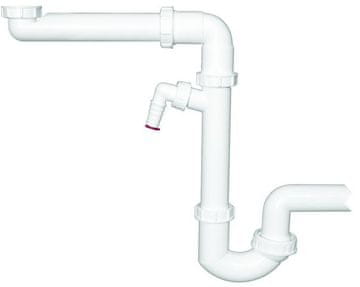 shumee Cevni sifon DN40x6/4', ekscentrično nameščen, s priključki za pralne/pomivalne stroje. Posebna zasnova prihrani prostor pod vgradnimi aparati.