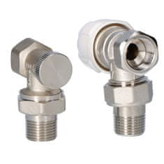 shumee Tradicionalni kotni radiatorski komplet ACTIV (KS15, ZO-K-15) ponikljan 1/2 palca