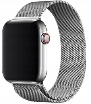 shumee PASEK ZA APPLE WATCH 4/5/6/7/8/9/SE 42/44 MM ZAPESTNICA JEKLO SREBRNA