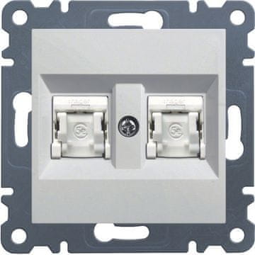 Hager 2xRJ45 Cat.5e UTP vtičnica, bela LUMINA
