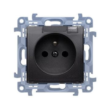 shumee Vtičnica z ozemljitvijo za različico IP44 S TESNILOM - prozorna loputa (modul) 16A, 250V~, hitri konektorji, mat črna, SIMON10