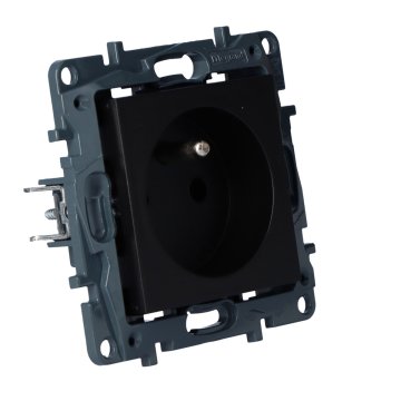 shumee Enojna vtičnica z ozemljitvijo, vijačni priključki, brez kontaktnega pokrova - črna, NILOE STEP