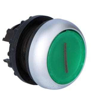 Eaton Osvetljena ploščata zelena tipka M22-DL-G-X1 z vzmetnim povratkom