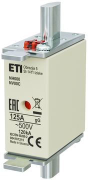 ETI Talilni vložek - NH000 gG 125A/500V - počasen