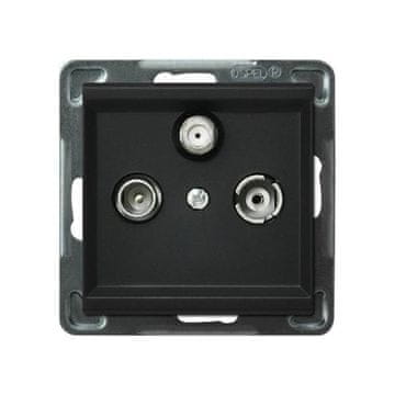 shumee Priključna RTV-SAT vtičnica, črna kovinska SONATA