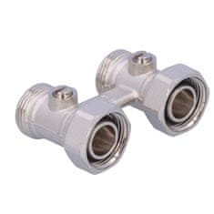 shumee Dvojni ventil, raven, 2-cevni z zapornim ventilom, 3/4 palca, tesnilo