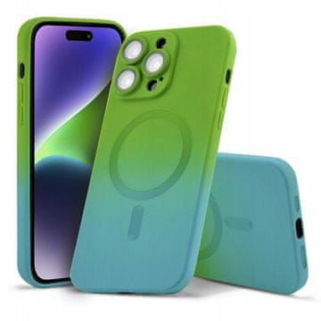 shumee OVITEK ZA iPhone 14 OMBRE MAGSAFE OJAČAN ZELEN OVITEK + STEKLO