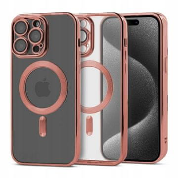shumee OVITEK ZA iPhone 15 MAGSAFE MAGSHINE OJAČAN ROZA OVITEK + STEKLO