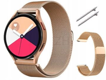 shumee JEKLENI PASEK ZA SAMSUNG GALAXY WATCH PRO ACTIVE 2 20 MM - ROZA ZLATO